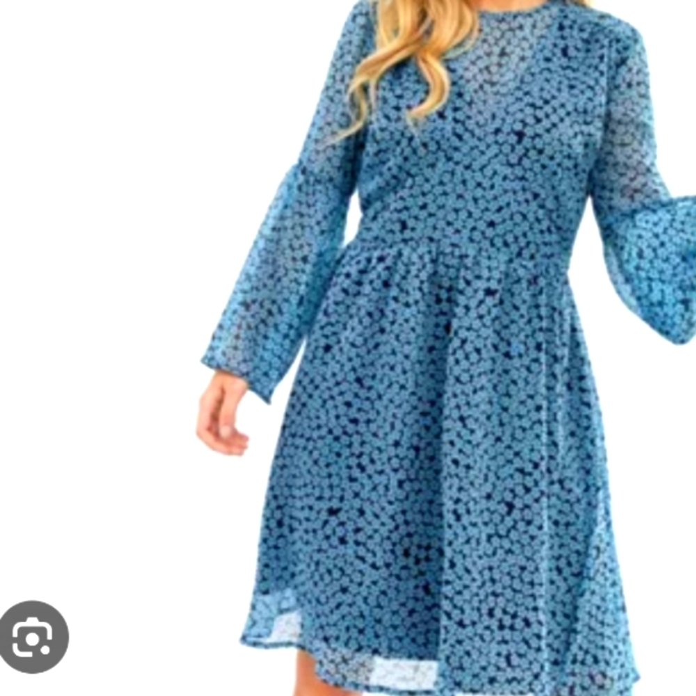 Y.A.S (Size EU M) Sapphire Anquilla Print Semi-Sheer Overlay LS Dress (NEW-NWT)